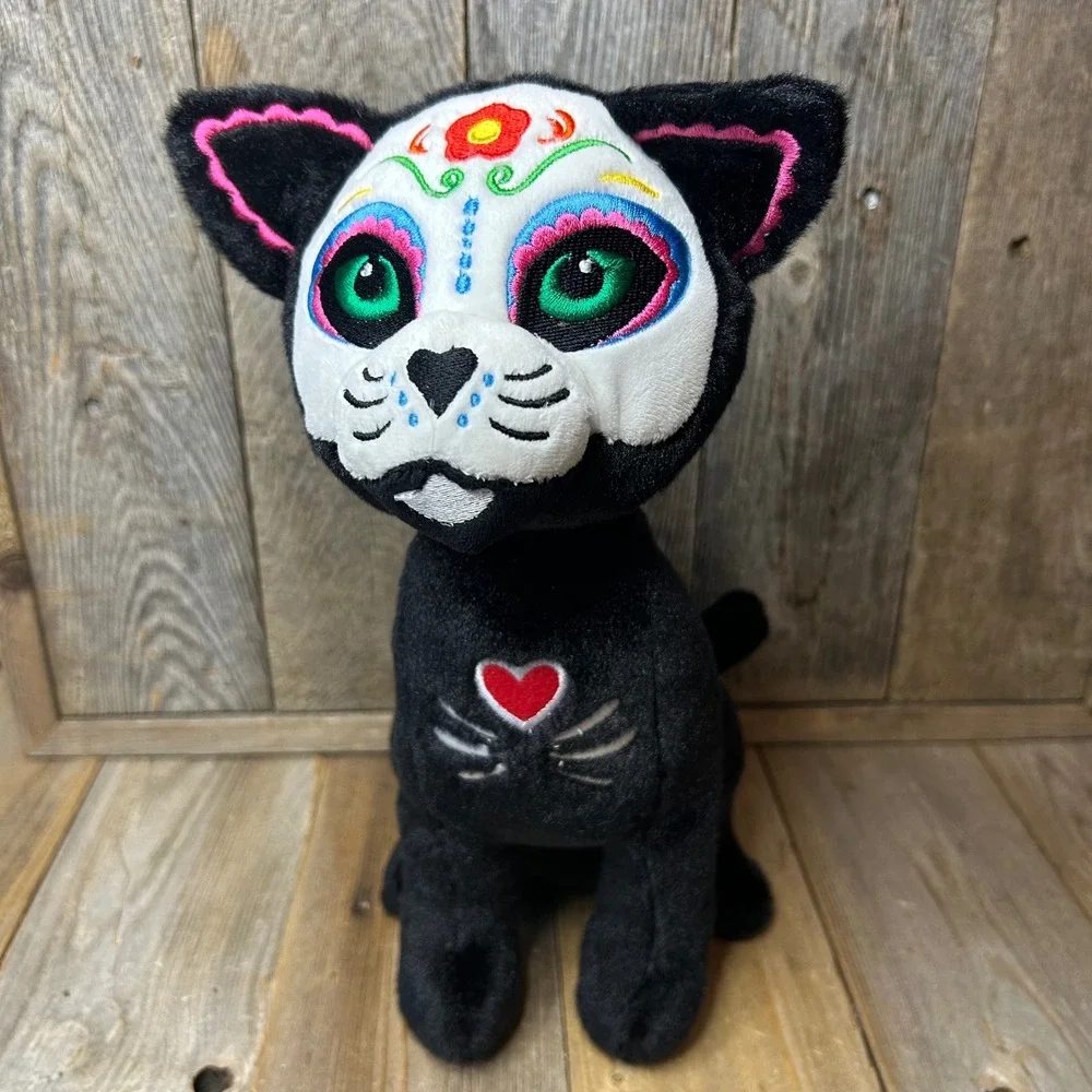 Haylee Sugar Skull Black Cat Plush Day of the Dead Dia de los Muertos 10.5 inch